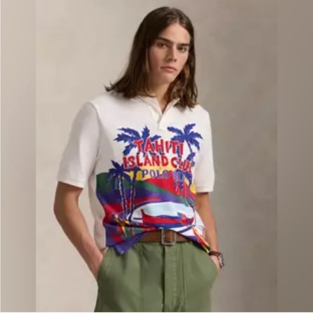 NWT Polo Ralph Lauren Classic Fit Mesh Graphic Polo Shirt - Picture 2 of 6